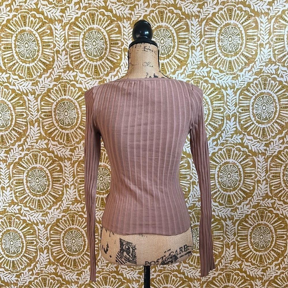 NWOT Free People Tilly Ribbed Knit Long Sleeve Button Down Cardigan Otter Sz S - Picture 7 of 10